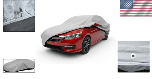 Durable Gray Car Cover: 3-Layer Protection Against Dust, Water & UV - Fits 13'1"