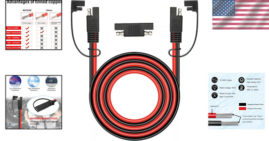 20FT SAE Quick Disconnect Cable 10AWG - Waterproof & Heat Resistant for Outdoors