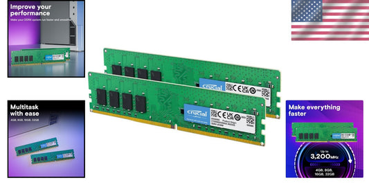 32GB DDR4 3200MHz Memory Kit for PCs, Easy Installation & Trusted Micron Quality