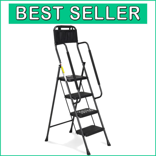 Versatile Folding Step Stool with Handrails & Rubber Feet - Ideal for Home Tasks