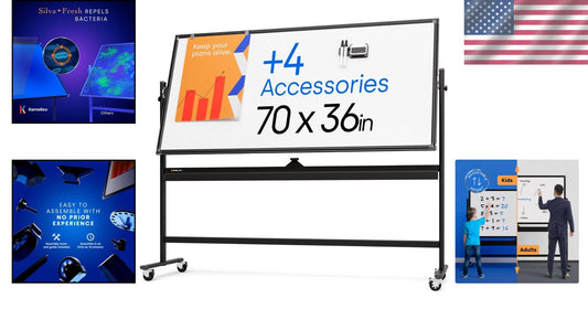 Versatile 70x36 Double-Sided Whiteboard on Wheels - Perfect for Home & Office