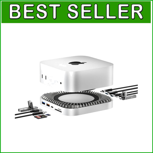 Aluminum Dock for Mac Mini M4 Pro 2024 - 10 Ports w/ 4K HDMI & Power Support