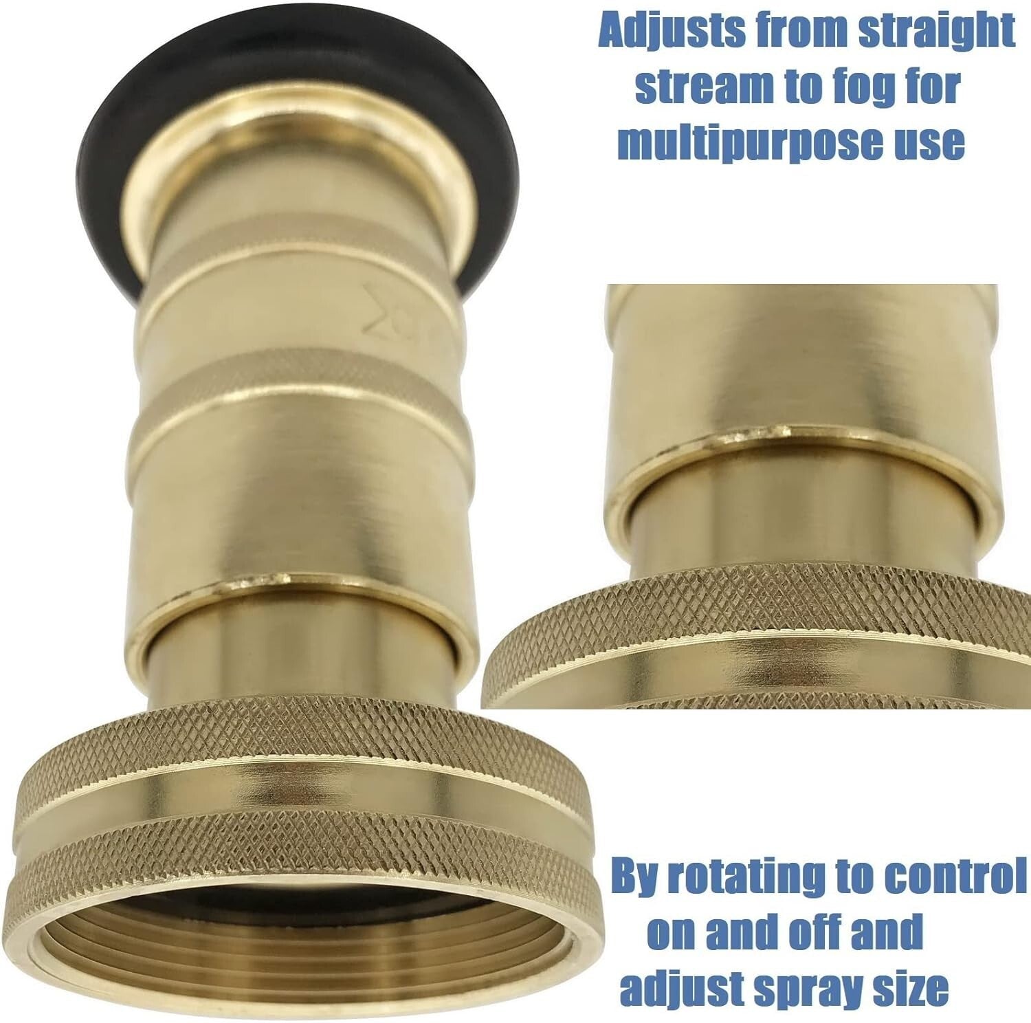 2" NPSH Brass Fire Nozzle with Fog & Stream Control for Industrial Use
