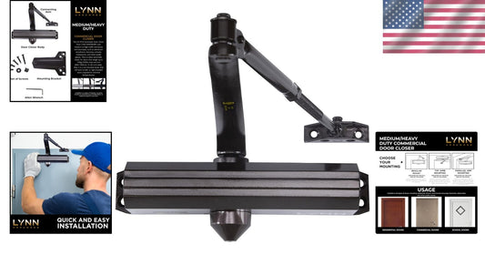 Surface Mounted Commercial Door Closer - Adjustable Size 1-6, Dark Bronze Finish