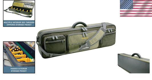 Heavy-Duty Olive Fishing Rod & Gear Bag Case - Holds 4 Rods & 6 Compartments