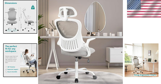 Modern Grey Ergonomic Swivel Chair with Adjustable Height and Comfortable Design