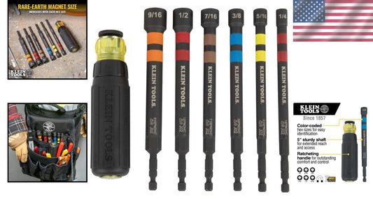 Impact Rated 7-Piece Nut Driver Set with Ratcheting Handle & Easy Identification