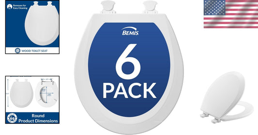 Bulk 6-Pack of Easy Clean Round Wood Toilet Seats - Perfect for Every Bathroom