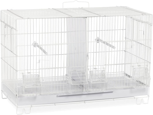White Stackable Breeder Cage with Feeder Cups and Perch - Ideal for Small Breeds