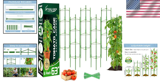 Customized 6-Pack Tomato Plant Supports - Tall Garden Stakes for Healthy Growth