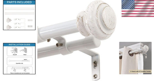 Versatile Telescoping Curtain Rod Set for Layered Looks, Adjustable 48-84 inches