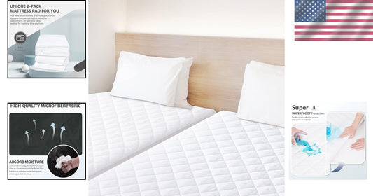 2 Pack Twin Size Waterproof Quilted Mattress Protector for Comfortable Sleep