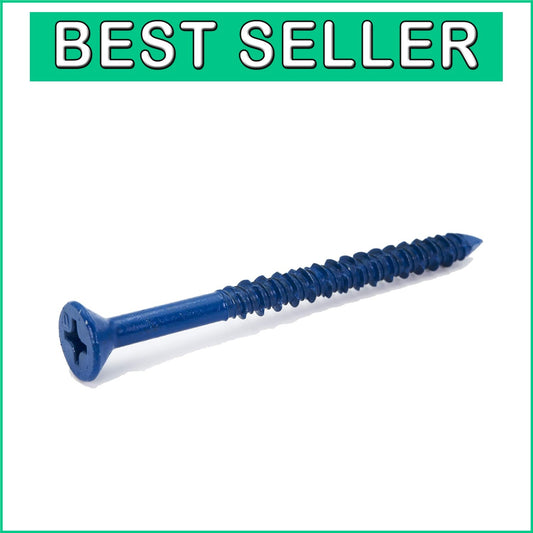 1/4" x 3-1/4" Blue Carbon Steel Concrete Screw Anchor with Drill Bit - 100 Count