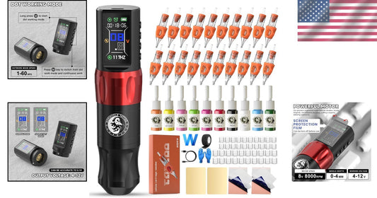 Wireless Tattoo Machine Kit with Battery - Complete Cordless Tattoo Pen Solution
