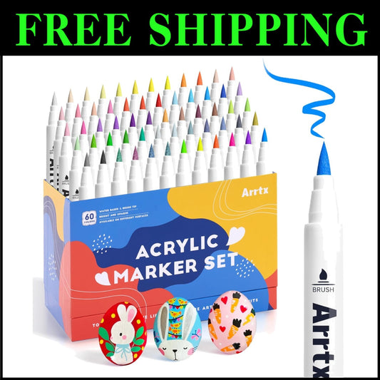 60 Color Acrylic Markers with Neon & Metallic Options - DIY Crafting Essentials