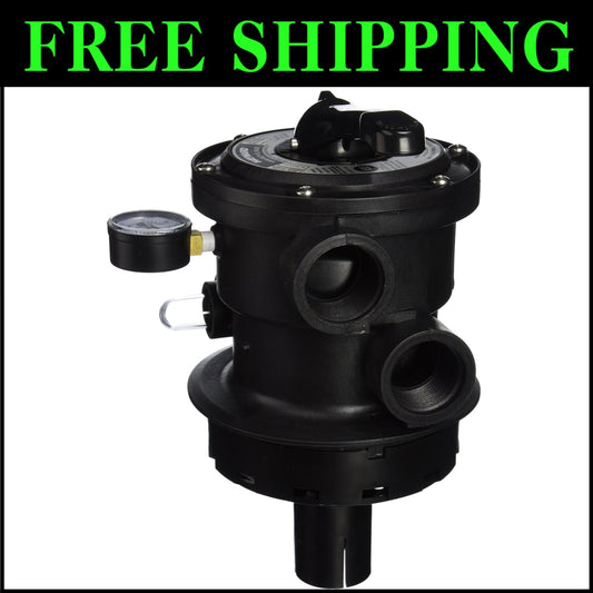 Top-Mount Multiport Valve with Sight Glass - Ideal for Pool Maintenance - Black