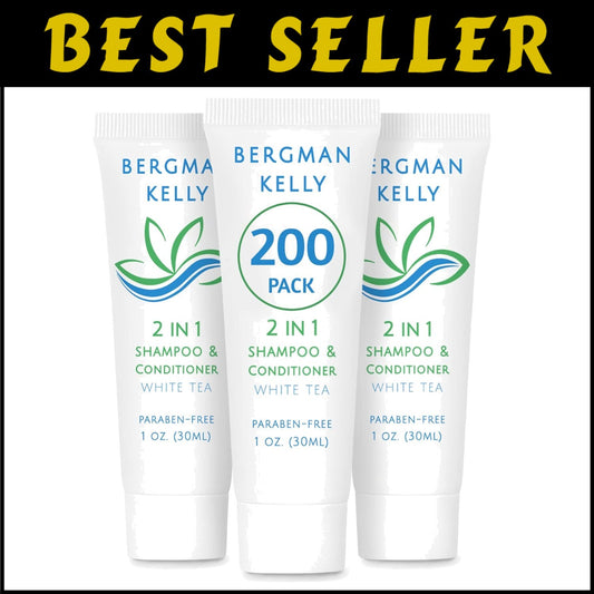 200 PK Travel Size 2-in-1 Shampoo & Conditioner - White Tea Luxe Amenities