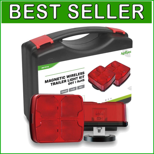 Wireless Rechargeable Trailer Lights Kit with Super Magnetic Base - LED Safety