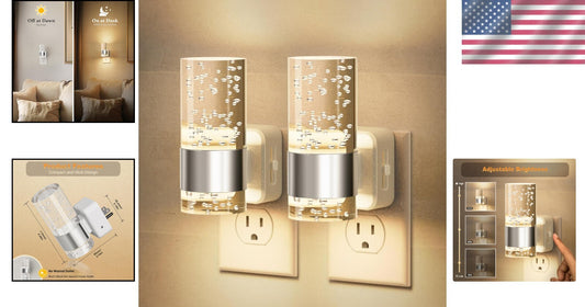 2 Pack Adjustable Brightness LED Night Lights with Automatic Light Sensor