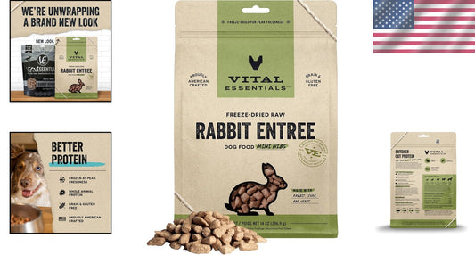 All-Natural Freeze-Dried Raw Rabbit Dog Food, 14 oz - No Fillers, All Benefits