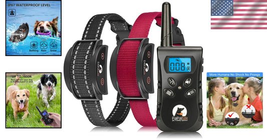 Lightweight Waterproof Dog Collar with 10 Vibration Levels for 2 Dogs Training