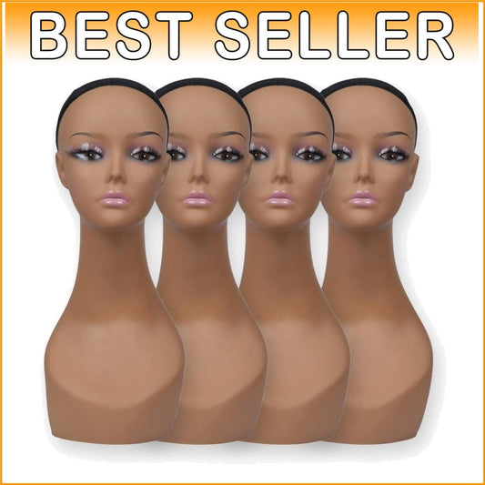 Gift-Ready 4 Pcs Mannequin Head Set - Perfect for Wig & Facial Accessory Display
