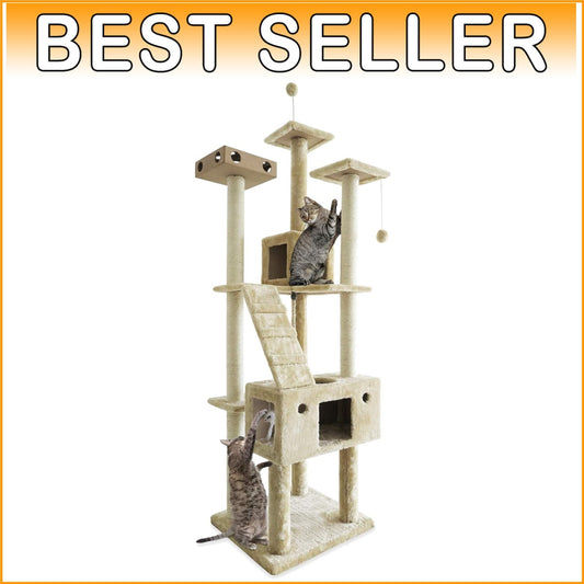 Tall Cat Playground Tower - 69.3" with Double Deck Condos & Scratching Posts