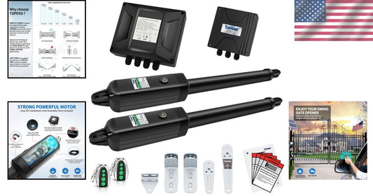 Automatic Dual Swing Gate Motor - 16ft, 550lbs with Remote Control & Solar Ready