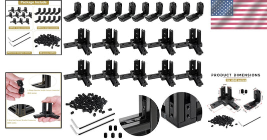 Versatile 4040 Aluminum Extrusion Connectors - 20pcs L-Shape Bracket with Screws
