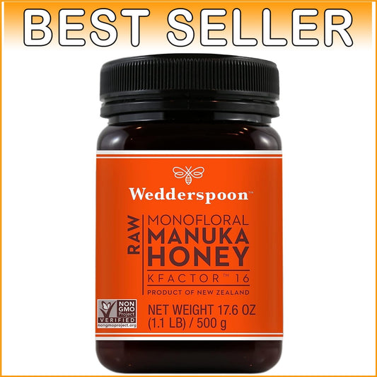 Authentic KFactor 16 New Zealand Manuka Honey - Raw & Non-GMO, 17.6 Oz