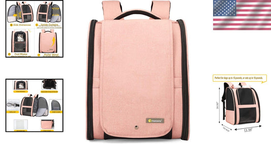 Comfortable Collapsible Pet Backpack Carrier for Small Dogs & Cats Up to 17 lbs
