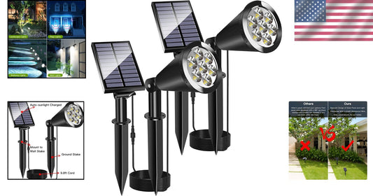 2-Pack Waterproof Solar Spot Lights with Adjustable Panels for Outdoor Elegance