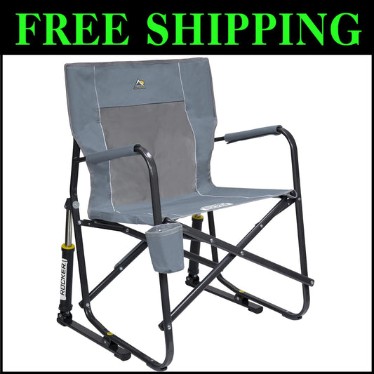 Durable Folding Rocking Chair with Mesh Backrest - Perfect for Camping & Events