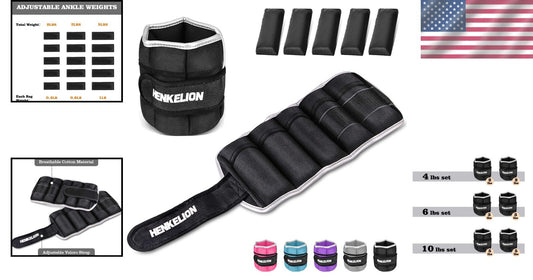 Adjustable Ankle Weights Set - 1 Pair 2-10 Lbs for Ultimate Fitness Training