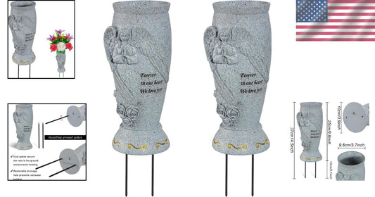 Resin Cemetery Vase with Sentimental Engraving - Ideal for Bouquets & Memorials