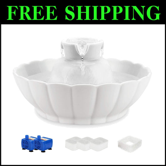 Multi-Filtered Ceramic Cat Water Fountain - 2.1L Capacity for Healthy Hydration