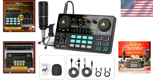 Live Streaming Audio Mixer Bundle with 4 Device Compatibility - Black Edition