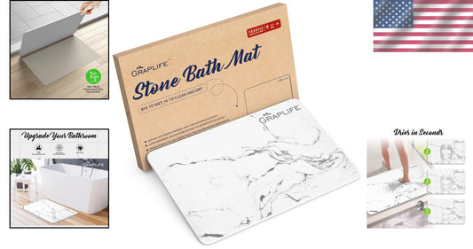 Versatile Diatomaceous Earth Shower Mat - Low Maintenance, Quick Dry 23.5x15''