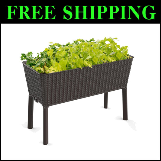 Modern 31.7 Gallon Self-Watering Planter with Drainage for Hassle-Free Gardening