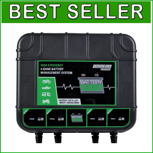 Battery Buddy 4-Bank 12V Charger - Safe Multi-Battery Maintainer with LED Status