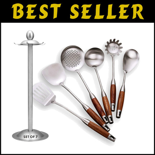 Complete 7-Piece Kitchen Utensils Set - Stainless Steel & Heat-Resistant Design