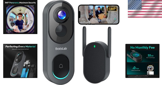AI Motion-Sensing 5MP Wireless Doorbell Camera with 360° View & Local Storage