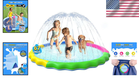 Thick Non-Slip Splash Pad - 67 Inch Water Play Mat for Babies, Kids, & Pets