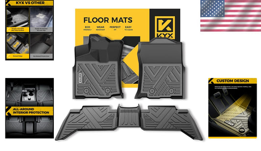 Non-Slip All Weather Floor Liners for 2018-2023 Tacoma Double Cab - Easy Clean