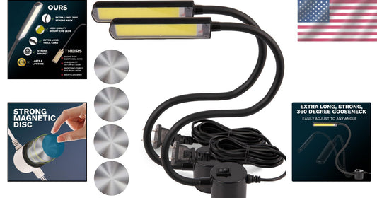 Adjustable 14'' LED Work Lights with Magnetic Base - Perfect for Crafts & Sewing