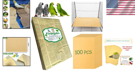 Extra Large 100PCS Bird Cage Paper Liners - Natural Sea Sand for Healthier Birds