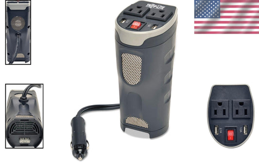 200W Car Power Inverter with Dual AC Outlets & USB Ports - Cup Holder Design