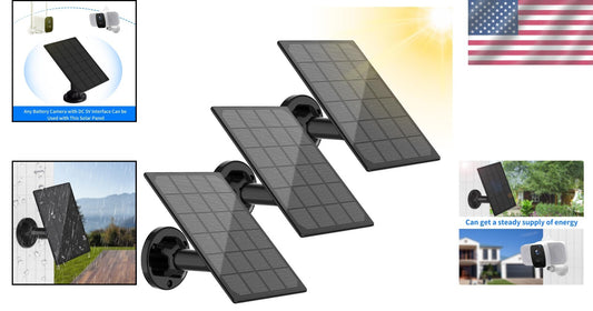 Eco-Friendly Solar Panels for Outdoor Security Cameras - 3 Pack with 10ft Cables