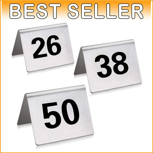 Double-Sided Stainless Steel Table Number Cards 1.5" x 2" for Banquets