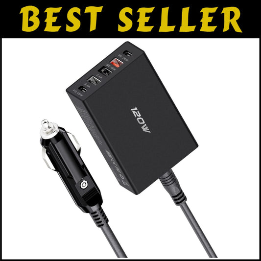 5 Ports USB C Car Charger Adapter with 120W Fast Charging for iPhone & Samsung